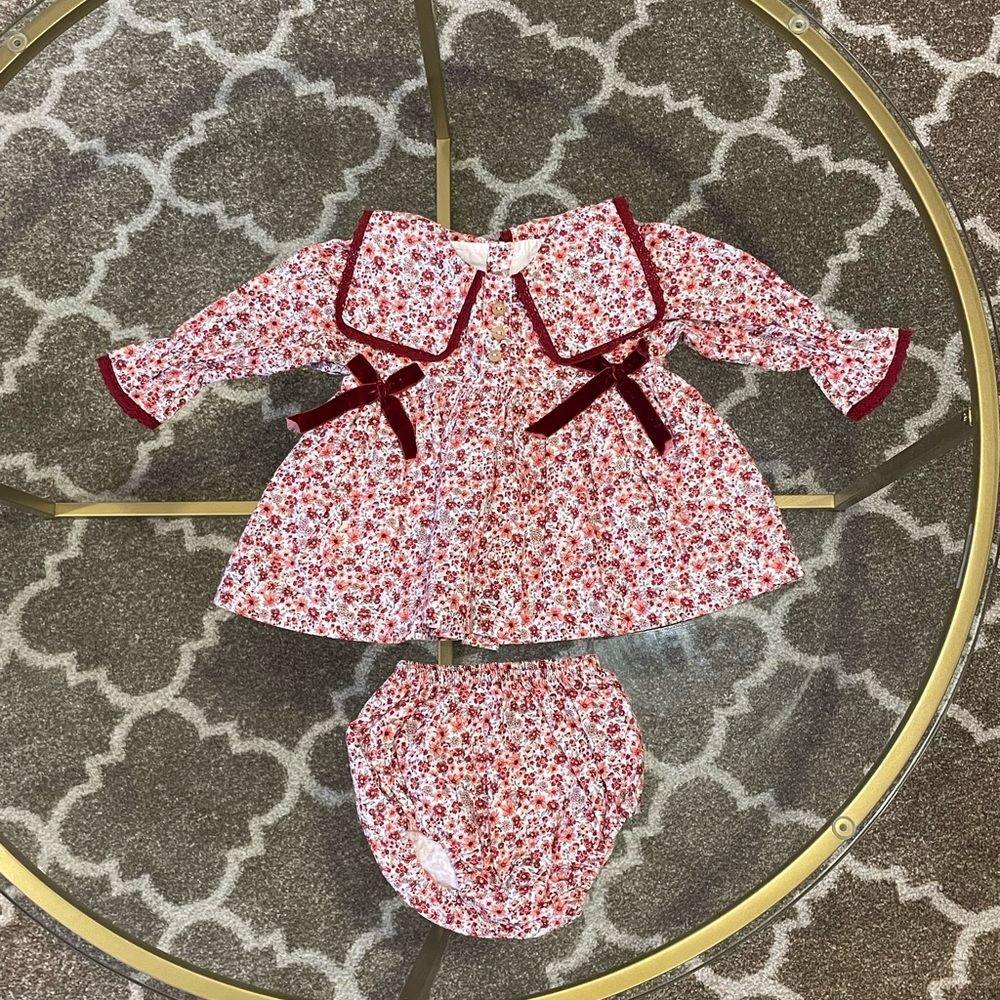 Valentina Bebes - Millie burgundy floral dress and knickers set